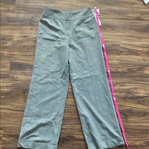 Wide Leg Plaid Dress Pants in Black, White, Gray